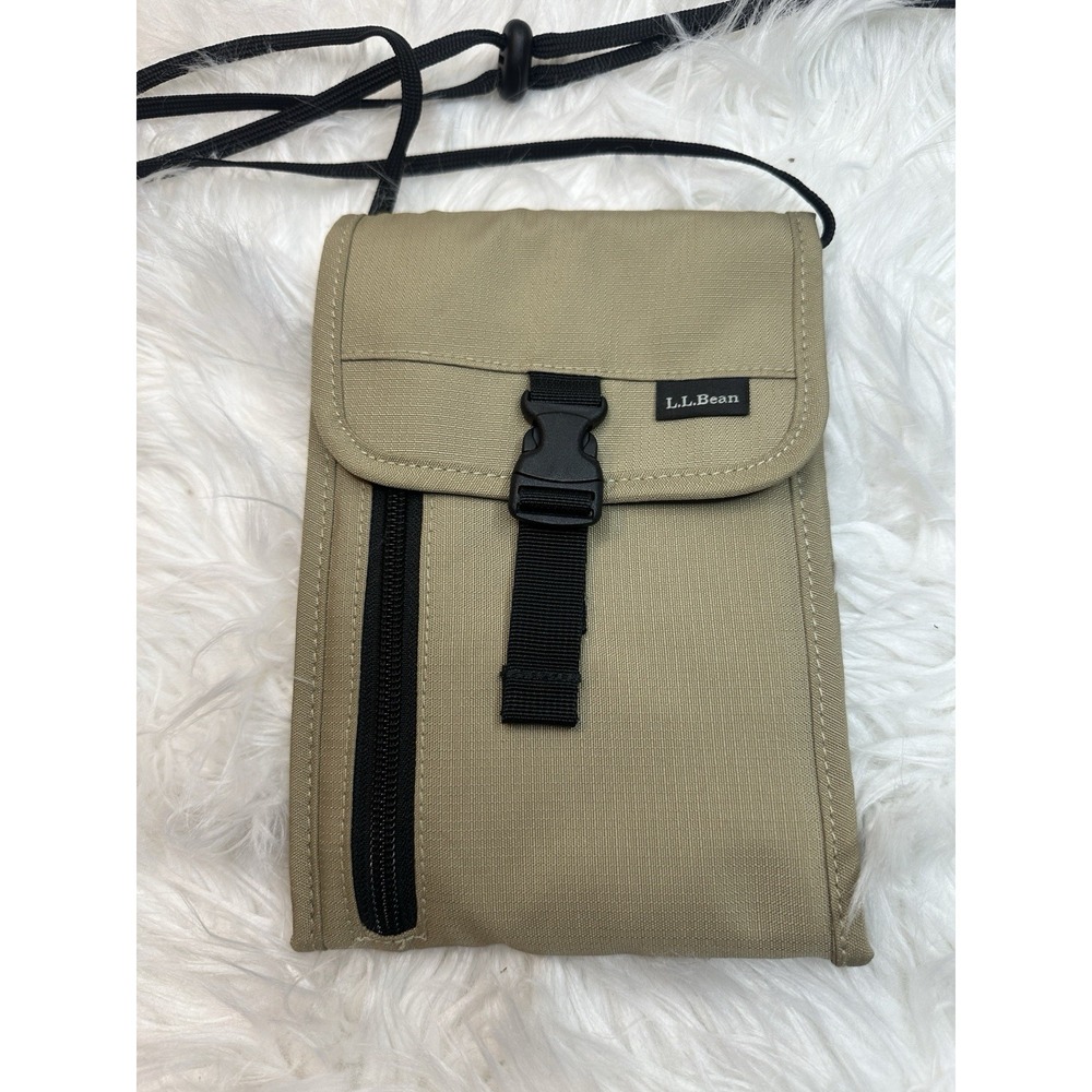 $27 🌙 LL Bean Travel Passport Organizer Wallet Crossbody Khaki Travel Bag